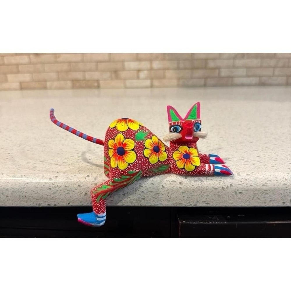 Oaxacan Wood Carving Alebrije Hand Painted Earth View Folk Art Decor